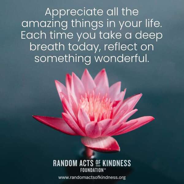 Appreciate all the amazing things in your life. Each time you take a deep breath today, reflect on something wonderful. —Brooke
