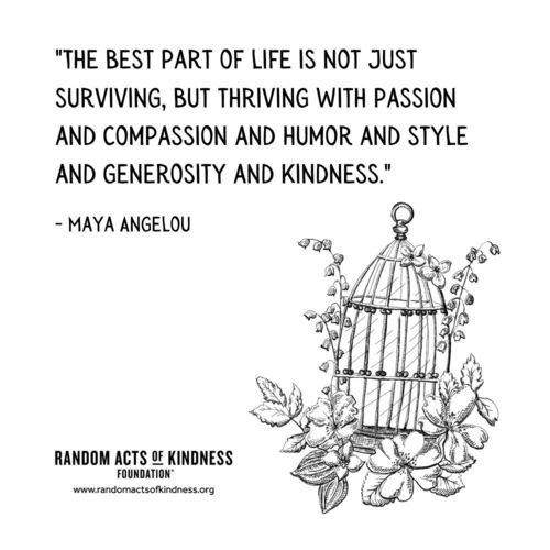The best part of life is not just surviving, but thriving with passion and compassion and humor and style and generosity and kindness. Maya Angelou
